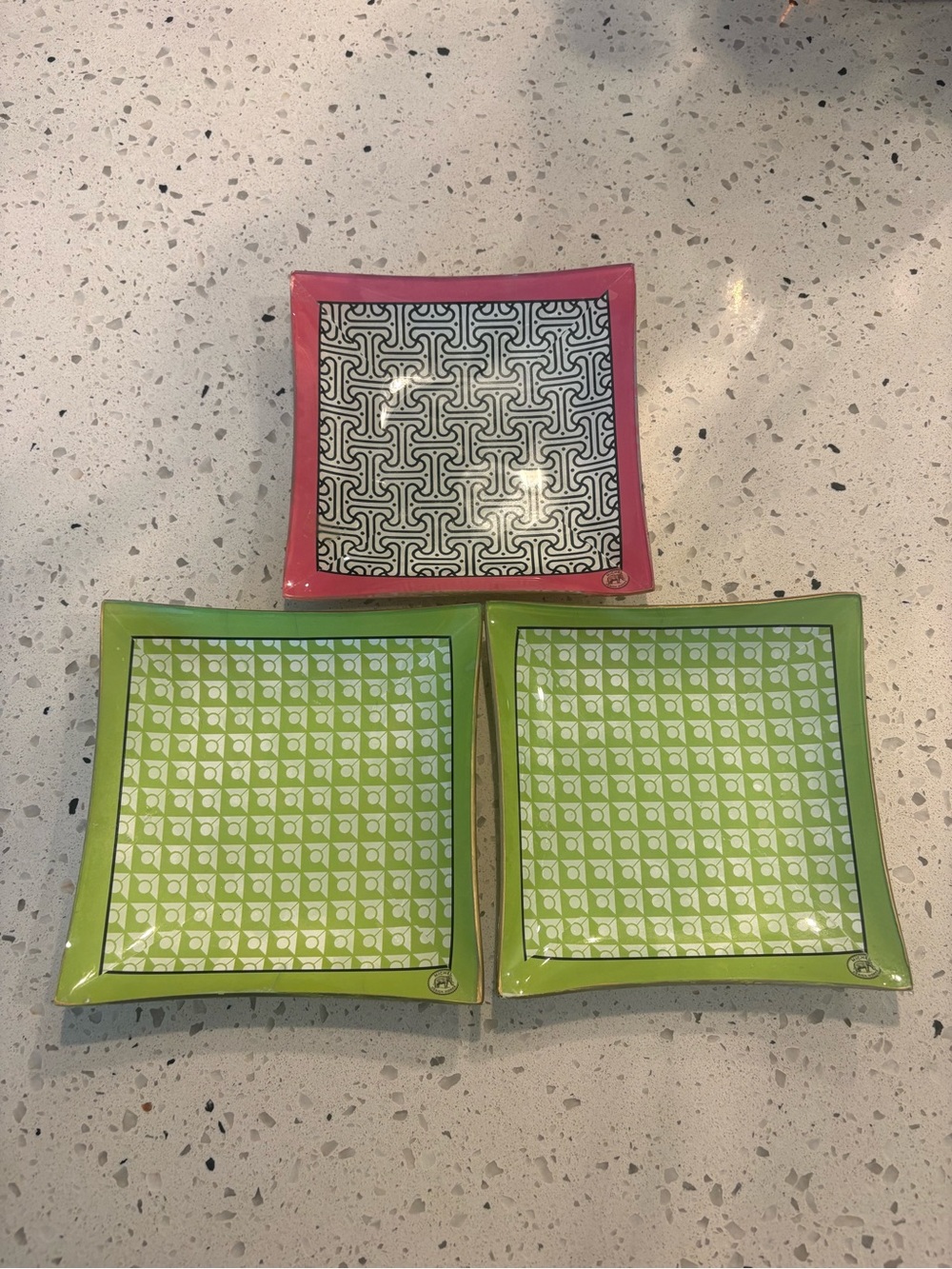Michel Design Set of 3 Decorative Square Glass Trinket Dishes‎